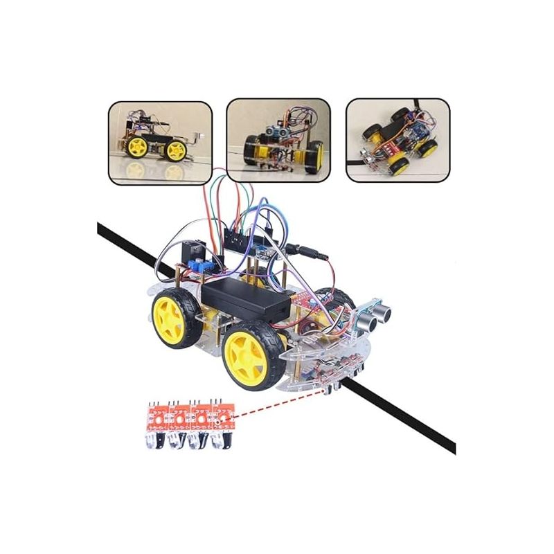 Robot Car Kit, Arduino UNO R3 Compatible MEGA328P, Bluetooth Controlled, Obstacle Avoidance and Line Following Capable