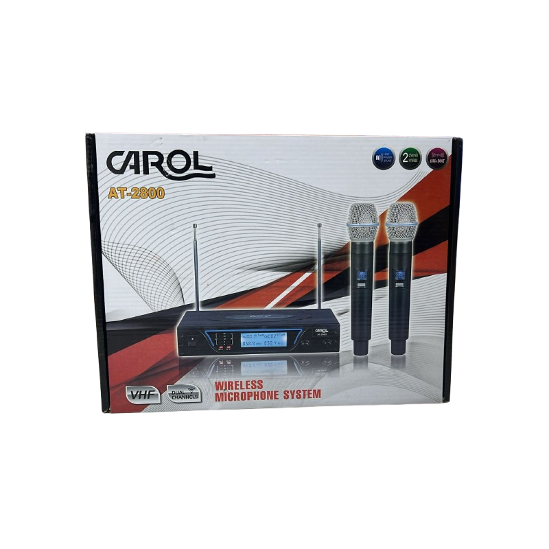 CAROL AT-2800 VHF Wireless Microphone - Dual Handheld, Crystal Oscillation, Long-Range, High-Fidelity Sound for Performances and Events