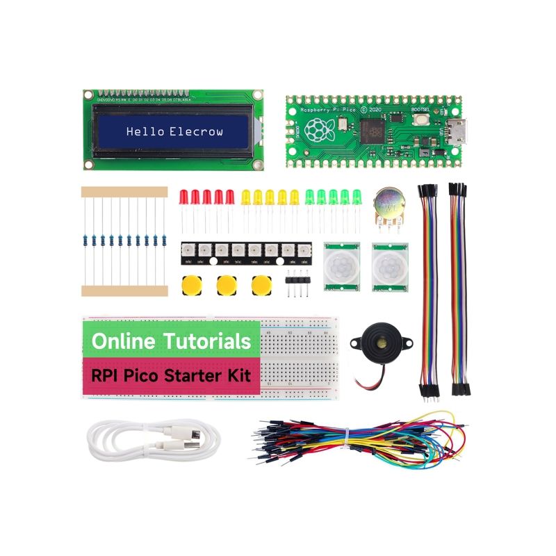 Pico Starter Kit for Raspberry Pi with 25 Detailed Lessons and Comprehensive Modules for STEM Learning