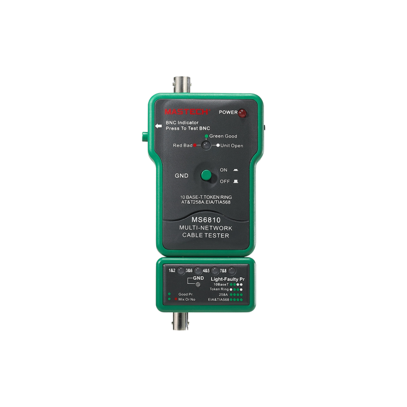 MS6810, Network Cable Tester, Tests RJ45 and BNC Cables, Identifies Wiring Faults​