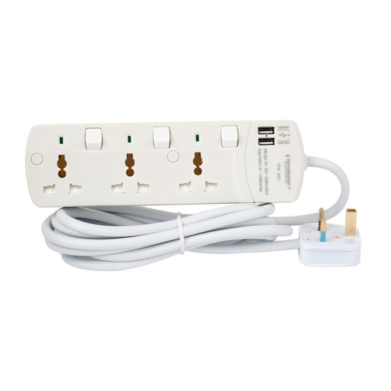 TPB 3AU 3 WAY UNIVERSAL POWER EXTENSION SOCKET