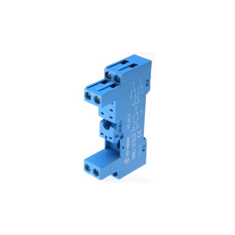 95.85.3SMA, Relay Socket – 8-Pin, DIN Rail/Panel Mount, 10A, 300V AC, Screw Terminals