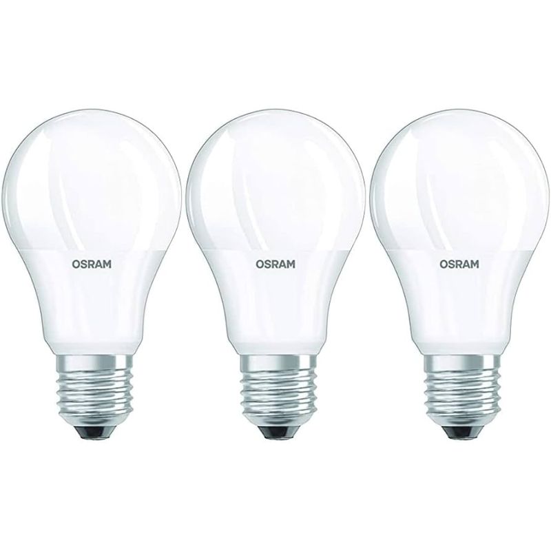 Osram LED Lamp/E27 Base/Warm White (2700 K)/Replaces 60 W Incandescent Bulbs/8.50 W/Frosted/LED Base Classic A (Pack of 3)