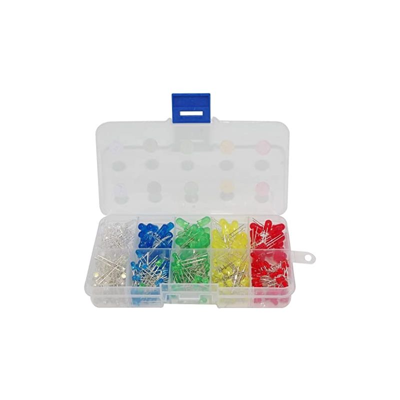 LED Diodes Kit, 3mm & 5mm,5 Colors with Storage Box,Pack of 300