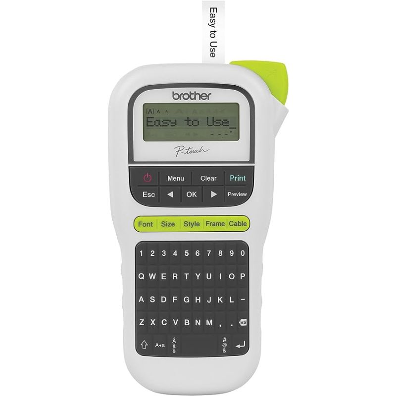 Label Printer Brother P-Touch, PTH110, Easy Portable Label Maker, Lightweight, Qwerty Keyboard, One-Touch Keys, White
