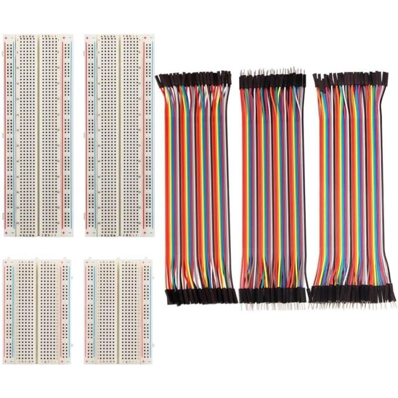 4 Pieces Breadboards Kit, 120 Pieces Jumper Wires for Arduino Proto Shield, Distribution Connecting Blocks