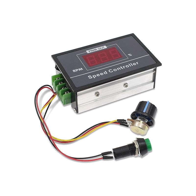 PWM DC Motor Speed Controller DC6-60V 6V/ 9V/ 12V/ 18V/ 24V/ 36V/ 48V/ 30A, PWM DC Motor Stepless Speed Regulation Start Stop Switch with Digital Display