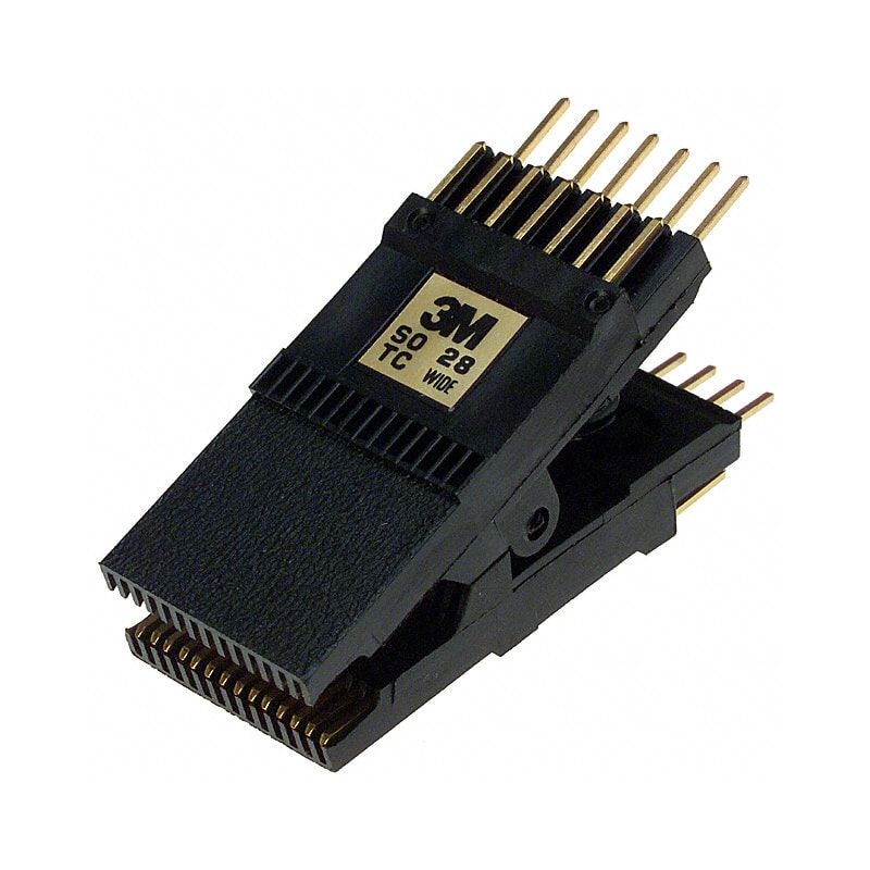 923665-28 ,SOIC/SOP Test Clip – 28-Pin Wide Body, Gold-Plated Contacts