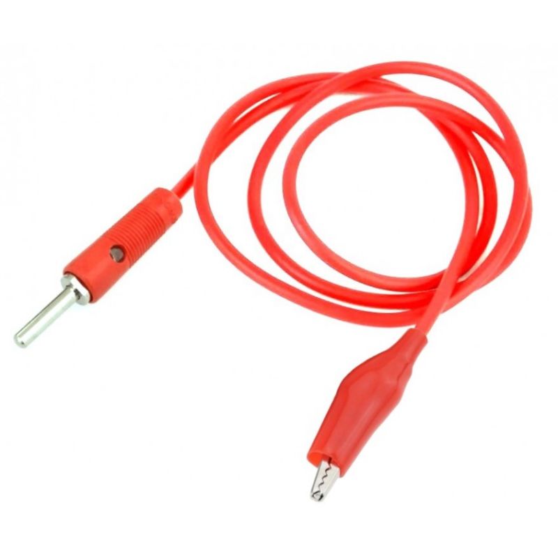 BANANA TO CROCODILE CABLE,1M,RED