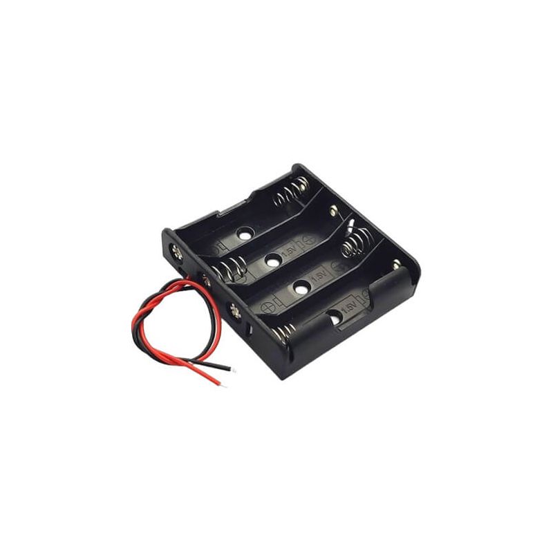 4-Way AA Battery Holder, Wired Connection for 1.5V Batteries