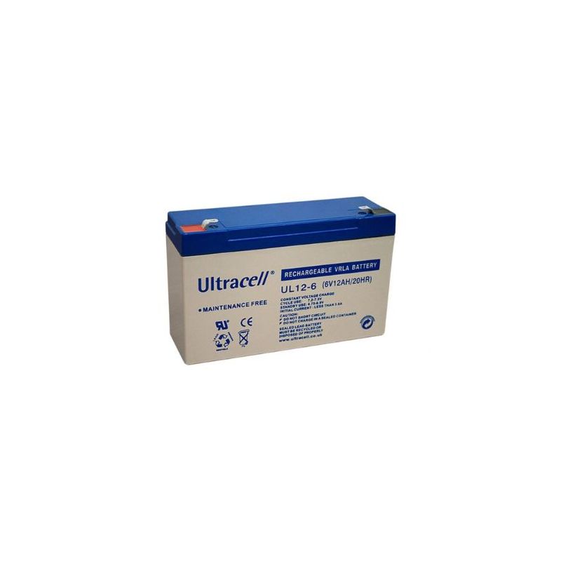 UL12-6 - Ultracell, Lead-Acid  Rechargeable Battery, 6V, 12Ah