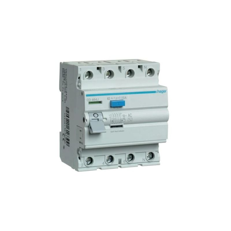 CD464J, Residual Current Circuit Breaker (RCCB) - 63A, 30mA, 4-Pole