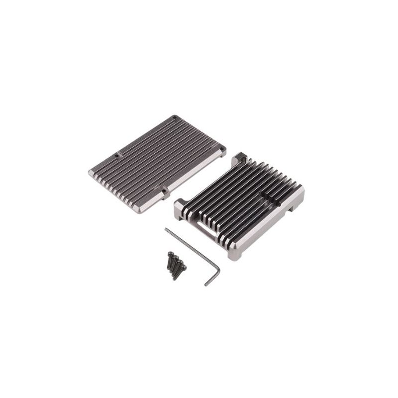 Aluminium Heatsink Case for Raspberry Pi 4 - Magnetite Grey