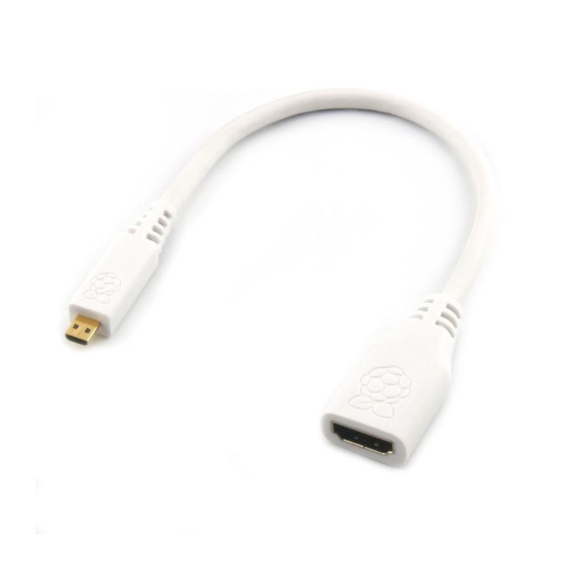 Micro-HDMI to HDMI-A(F) Cable, 235mm, White