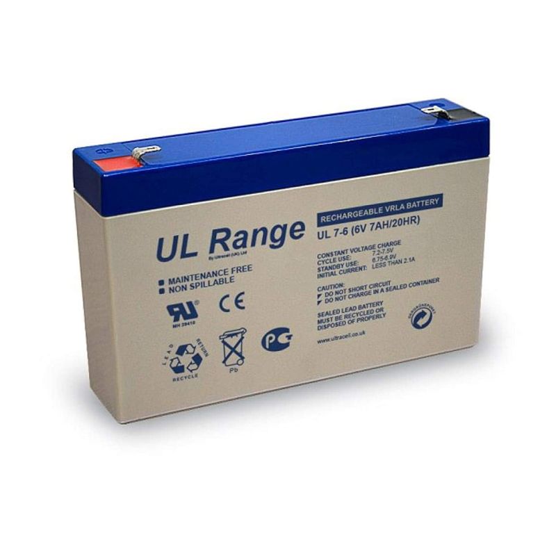 UL7-6 - Ultracell, 6.5Ah, 6V, Lead-Acid Battery