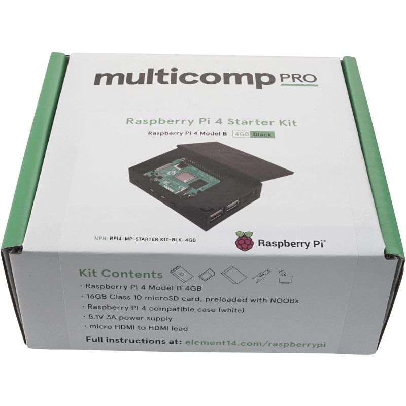 Multicomp Pro Raspberry Pi 4 Model B Starter Kit – 4GB RAM, Complete DIY & Development Kit