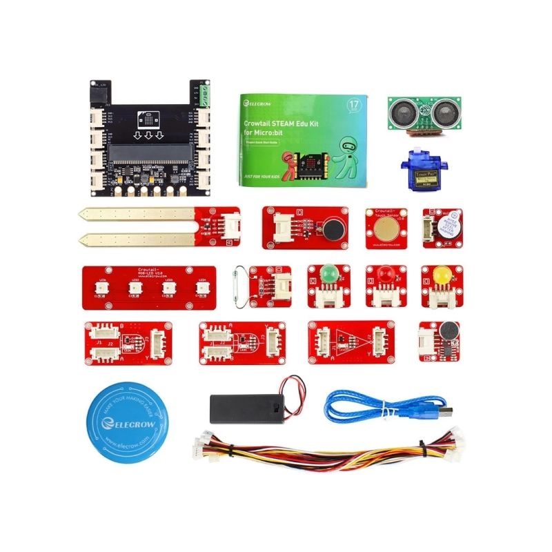 Crowtail STEAM Edu Kit for Micro:bit – 12 Modules, 17 Tutorials, Plug-and-Play STEM Learning Kit