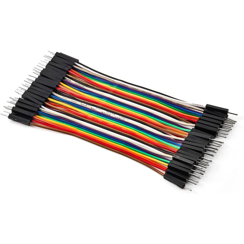 Male to Male Jumper Wire – 10cm Length, 40-Pin Rainbow Ribbon Cable – Solderless Breadboard Prototyping Cable
