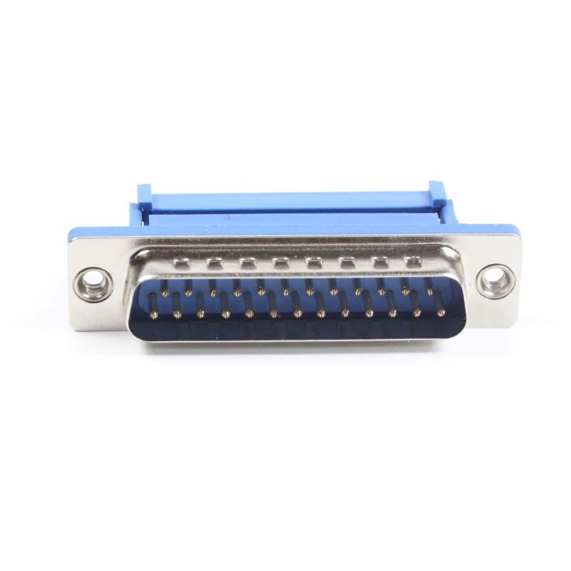 DB25,Male Connector Solder Type D-Sub Connector with Strain Relief,Blue, 25-Pin