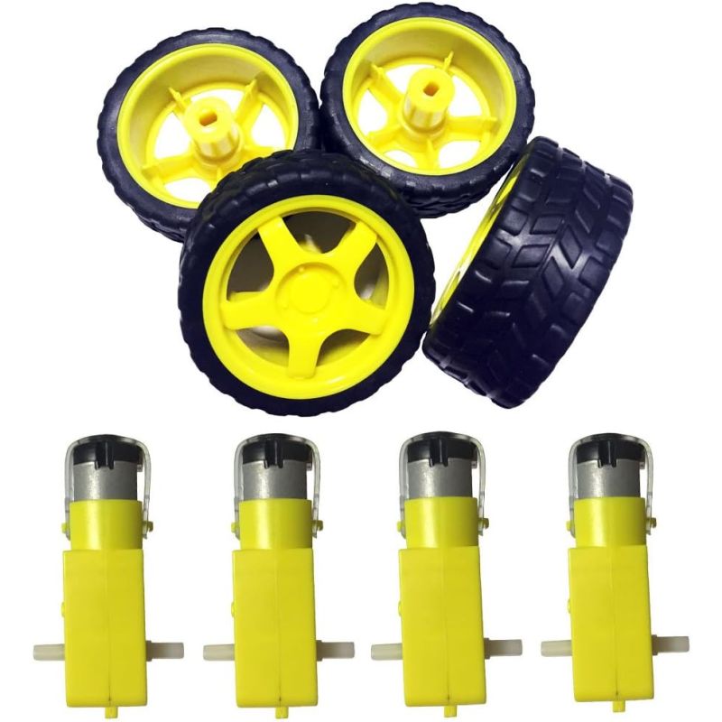 4PCS DC gear motors and tire wheels for DC 3V-6V Arduino Smart Car Robot Kit