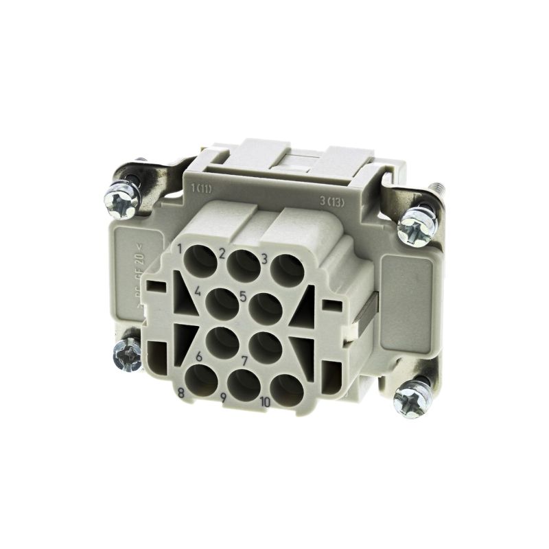 HARTING 09320103101 Han EE 10-Position Female Crimp Insert, 16A, 500V