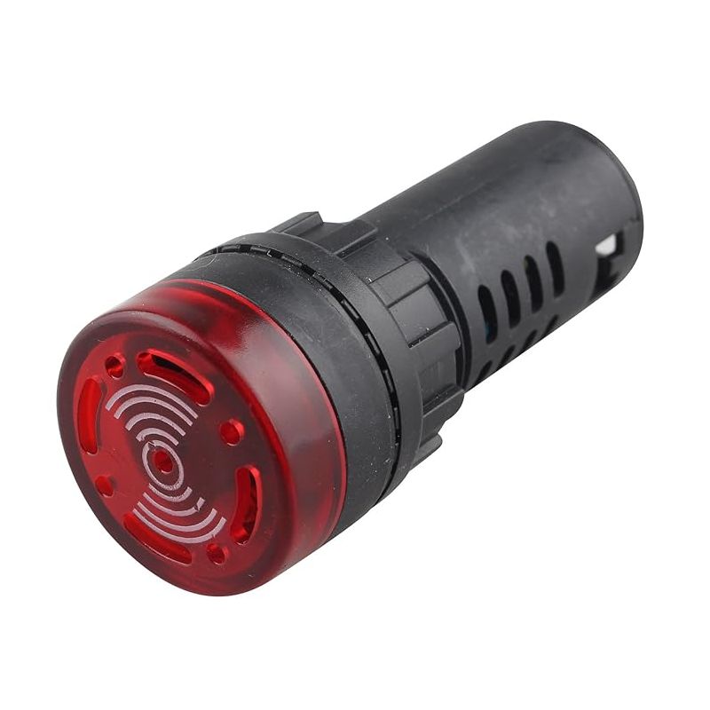 AD16-16SM, 12V Red Signal Lamp with Buzzer - Panel Mount, LED Indicator