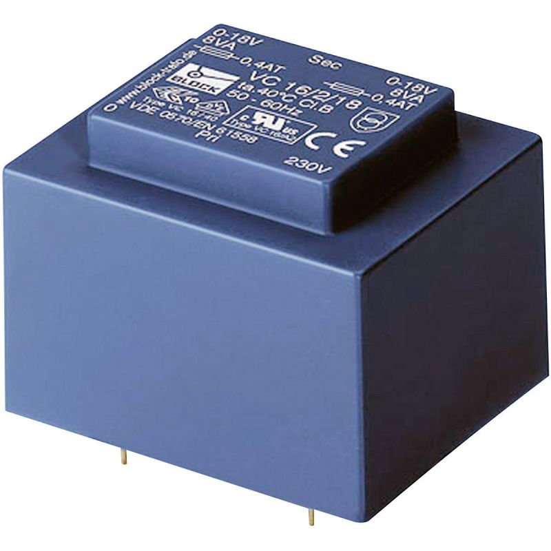 AVB 0.35/2/9, 0.35VA Safety Isolating PCB Transformer, Dual 9V Outputs, Dual 115V Inputs
