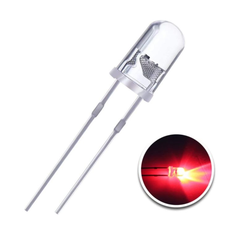 3mm Round Red LED-Clear Lens, High-Brightness Indicator