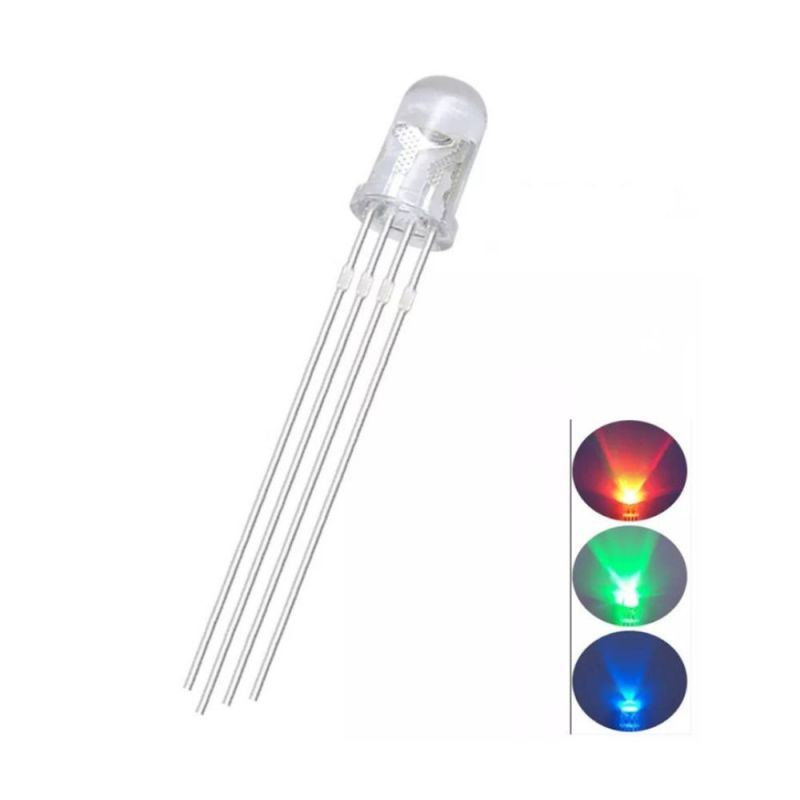 5mm Round RGB Common Cathode LED- 4-Pin, Tri-Color Emitting Diode