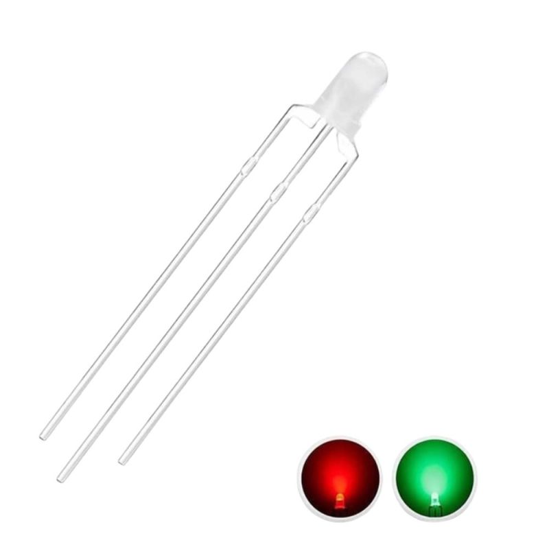 3mm Dual Color LED-Red/Green, 3-Pin, Diffused Lens