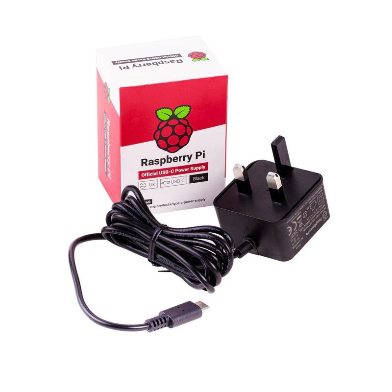 SC0216, Official Power Supply, 5.1V, 3A, USB-C Power Supply, UK, Black