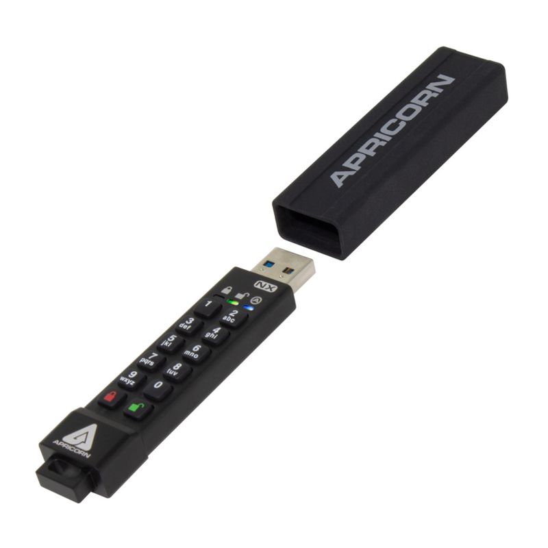 Apricorn Aegis Secure Key 3NX 128GB USB 3.0 Flash Drive, 256-bit AES XTS Encryption, FIPS 140-2 Level 3​