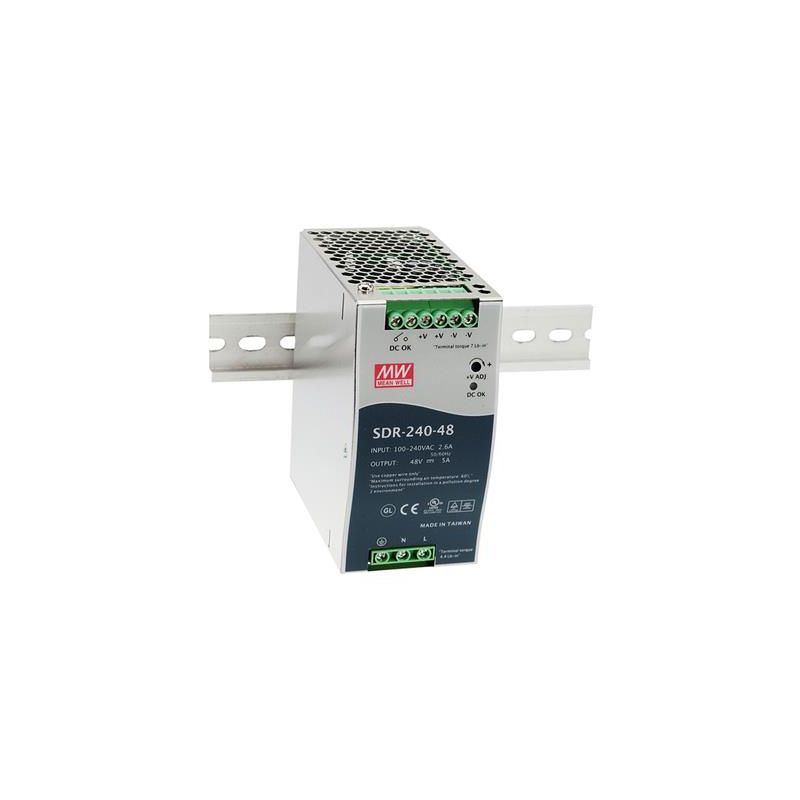 SDR-240-24, Industrial DIN Rail Power Supply – 24V, 10A, 240W