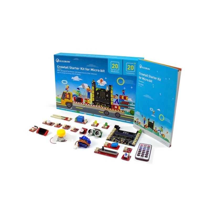 Elecrow Crowtail Starter Kit for Micro:bit – 20+ Modules, 20+ Tutorials, Plug-and-Play Electronics Learning Kit