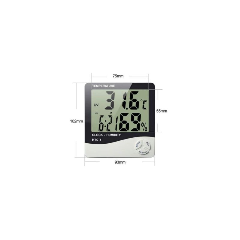 HTC-1 Indoor Digital Temperature and Humidity Meter, with LCD Display and Clock Function,-10℃~+50℃