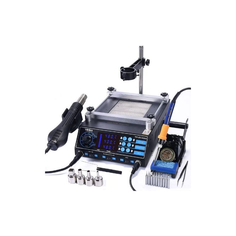 A 853AAA,3 In 1 Preheating Station Infrared BGA Rework Soldering Station with Hot Air Gun,60W Tin Soldering Iron,220V 
