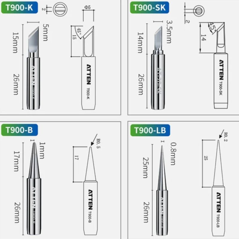 T900-B, Conical Soldering Tip, 1mm