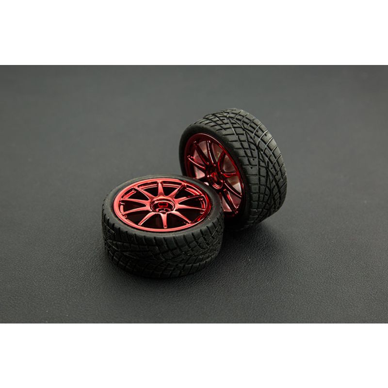 FIT0199-R D65mm Rubber Wheel Pair - Red (Without Shaft)