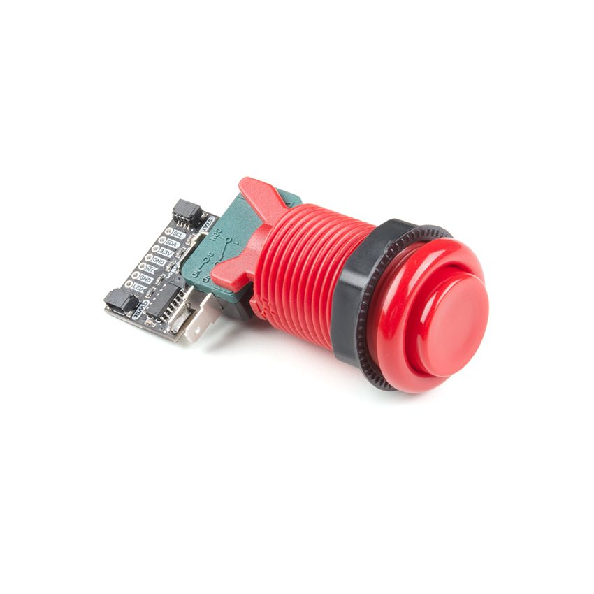 SPX-15591 ,Qwiic Arcade - Red – I²C Interface, Clicky Arcade Button