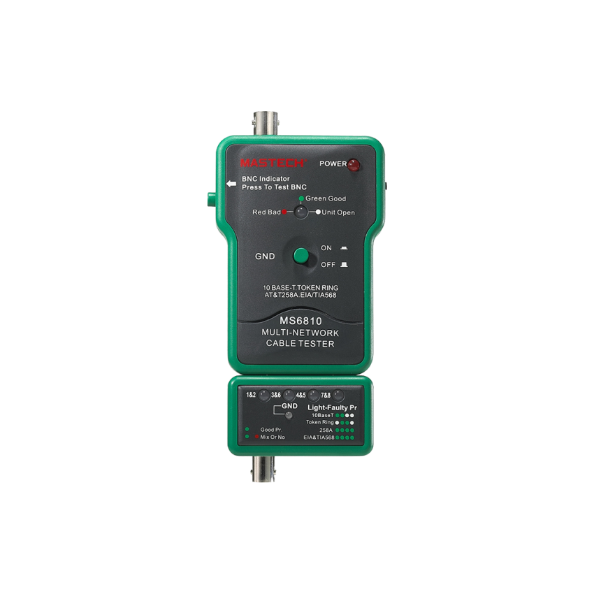 MS6810, Network Cable Tester, Tests RJ45 and BNC Cables, Identifies Wiring Faults​