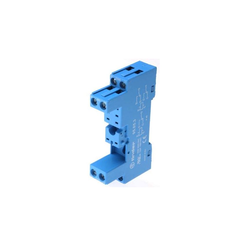 95.85.3SMA, Relay Socket – 8-Pin, DIN Rail/Panel Mount, 10A, 300V AC, Screw Terminals