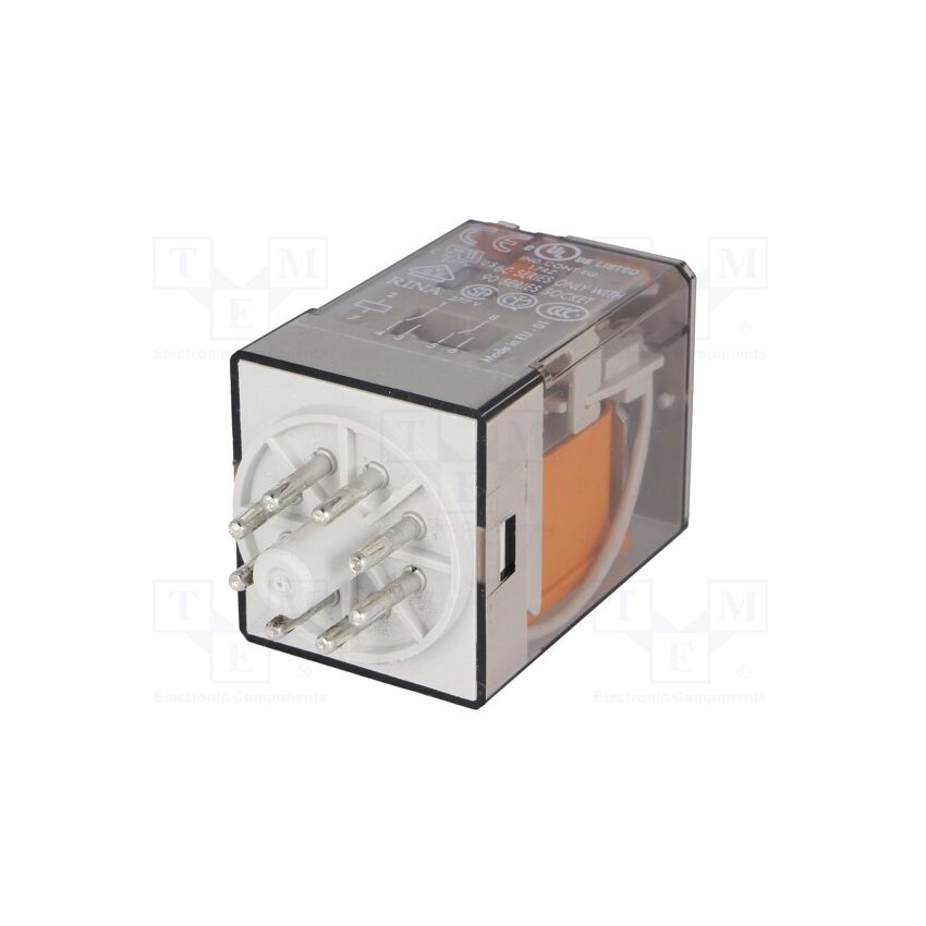 60.12.8.230.0040, General Purpose Relay, 230V AC Coil, DPDT, 10A