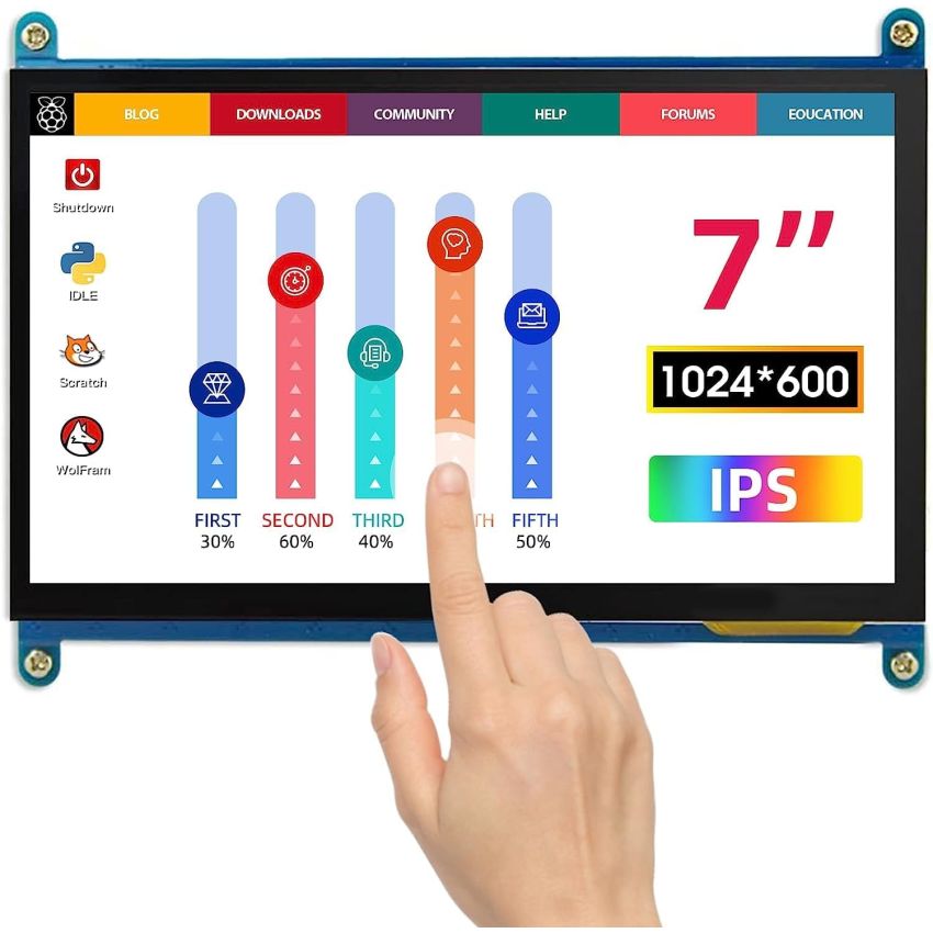 7-Inch TFT LCD Touch Screen Display – 1024x600 Resolution, IPS, Raspberry Pi Compatible