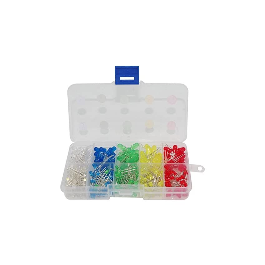 LED Diodes Kit, 3mm & 5mm,5 Colors with Storage Box,Pack of 300
