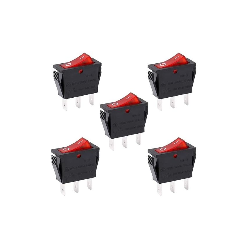 RK1-12-HS Heschen Rocker Switch ON-OFF SPST 3 Terminals Red Light 16A 250VAC