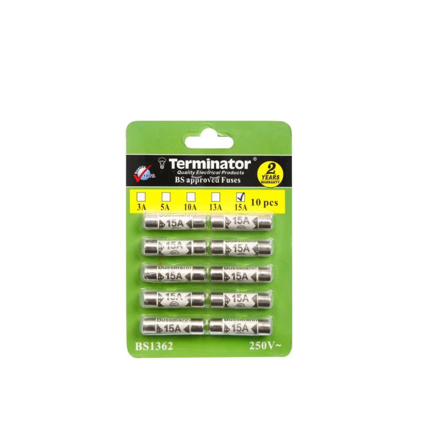 Terminator BS1362 13A 250V Cartridge Fuse – 10 Pcs Pack