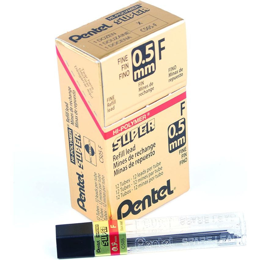 Pentel Super Hi-Polymer Refill, 0.5mm, Fine, F, (C505-F)