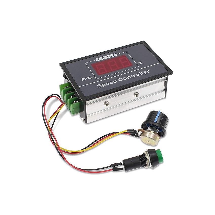 PWM DC Motor Speed Controller DC6-60V 6V/ 9V/ 12V/ 18V/ 24V/ 36V/ 48V/ 30A, PWM DC Motor Stepless Speed Regulation Start Stop Switch with Digital Display