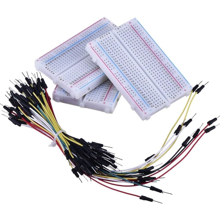 3 Pieces 400-Point Solderless Circuit Breadboard with 65 Pieces M/M Flexible Breadboard Jumper Wires