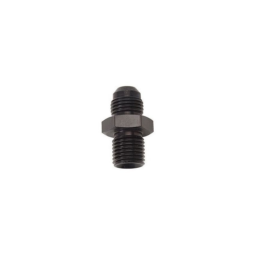 670523 Russell Performance -6 AN Flare to 14mm x 1.5 Metric Thread Adapter Black